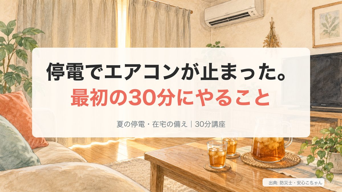 停電でエアコンが止まった。最初の30分の講座スライドの表紙